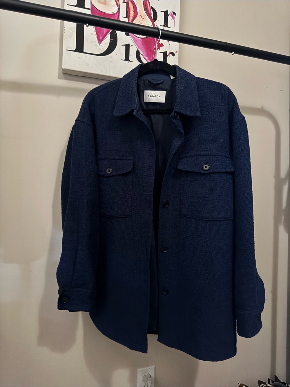 Babaton Navy Textured Shacket